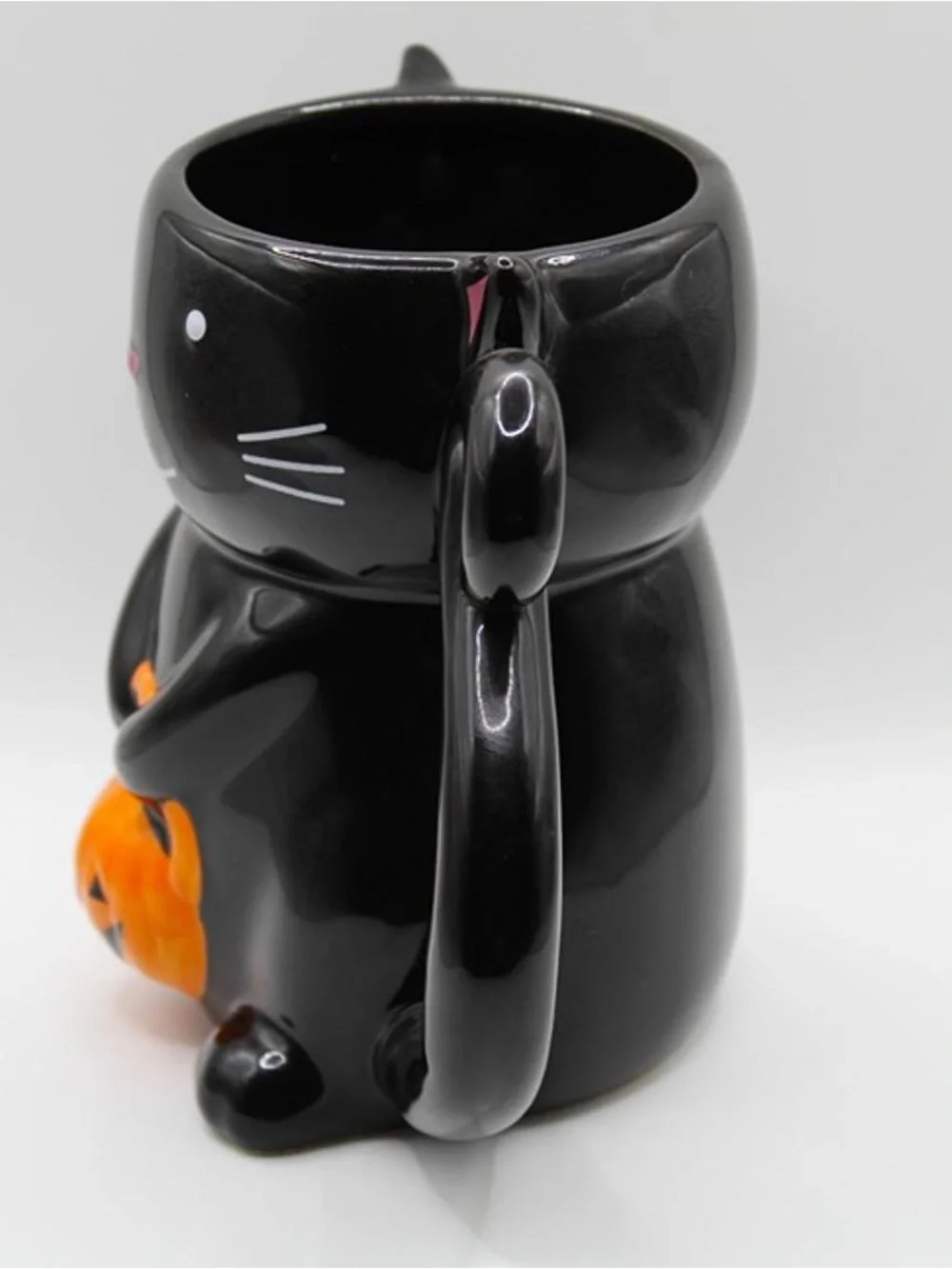Halloween Black Cat Mug with Orange Pumpkin